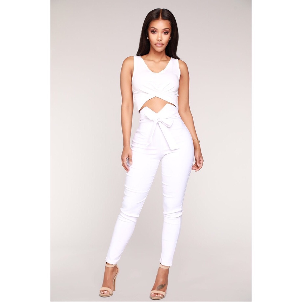 Fashion Nova White Knot Pants